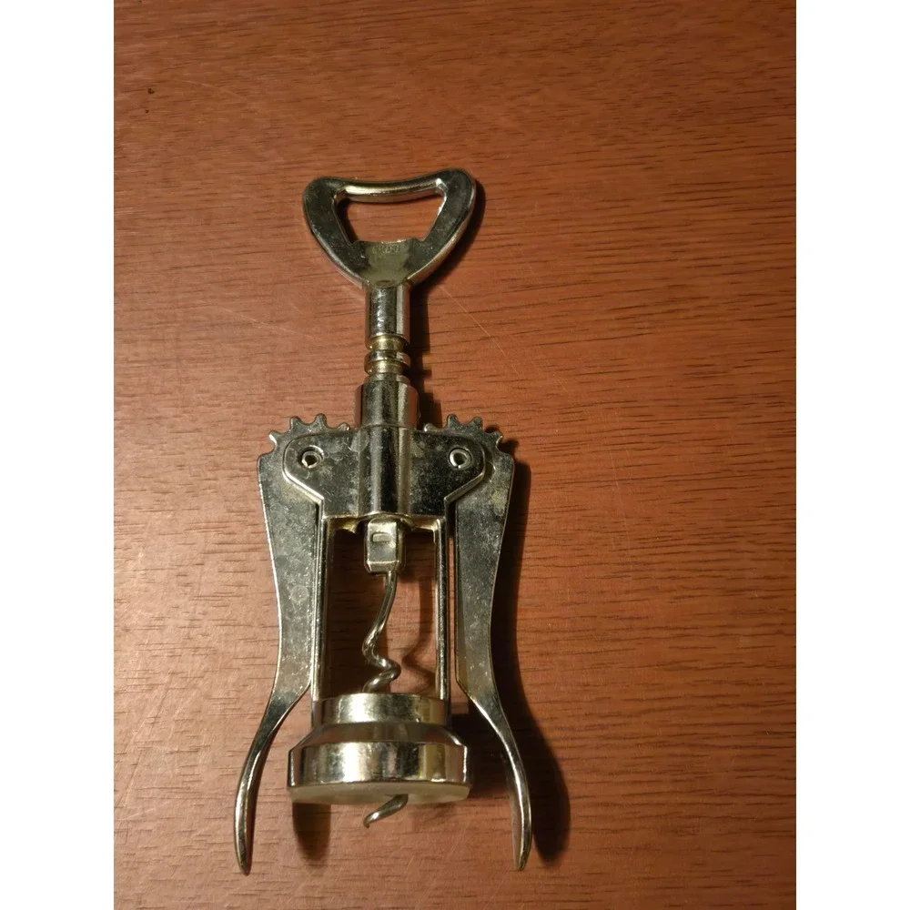 Vintage Ekco Wing Corkscrew Wine Bottle Opener Chrome Silver Integrated Opener